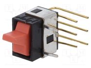 ROCKER; DPDT; Pos: 2; ON-ON; 0.1A/28VAC; 0.1A/28VDC; red; none; THT NKK SWITCHES