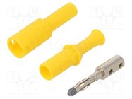 Plug; 4mm banana; 36A; 1kVAC; yellow; insulated; 63mm; 8mΩ; on cable ELECTRO-PJP