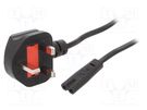 Cable; 2x0.75mm2; BS 1363 (G) plug,IEC C7 female; PVC; 1.8m; 3A GEMBIRD