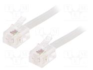 Cable: telephone; flat; RJ11 plug,both sides; 3m; white GEMBIRD