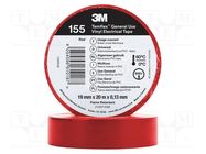 Tape: electrical insulating; W: 19mm; L: 20m; Thk: 0.127mm; red; 150% 3M