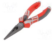 Pliers; half-rounded nose,elongated; 170mm; Cut: with side face NWS