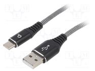 Cable; USB 2.0; USB A plug,USB C plug; gold-plated; 1m; black GEMBIRD