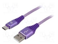 Cable; USB 2.0; USB A plug,USB C plug; gold-plated; 1m; violet GEMBIRD