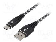 Cable; USB 2.0; USB A plug,USB C plug; gold-plated; 2m; black GEMBIRD