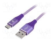 Cable; USB 2.0; USB A plug,USB C plug; gold-plated; 2m; violet GEMBIRD