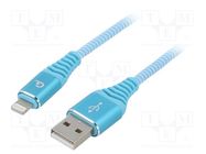 Cable; USB 2.0; Apple Lightning plug,USB A plug; gold-plated; 2m GEMBIRD