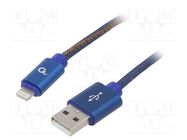 Cable; USB 2.0; Apple Lightning plug,USB A plug; gold-plated; 2m 