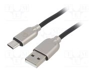 Cable; USB 2.0; USB A plug,USB C plug; gold-plated; 1m; black GEMBIRD