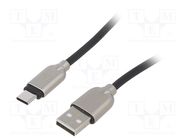 Cable; USB 2.0; USB A plug,USB C plug; gold-plated; 2m; black GEMBIRD