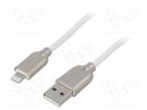 Cable; USB 2.0; Apple Lightning plug,USB A plug; 2m; white GEMBIRD