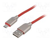 Cable; USB 2.0; USB A plug,USB B micro plug; gold-plated; 2m; red GEMBIRD