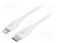 Cable; USB 2.0; Apple Lightning plug,USB C plug; 1m; white; 87W Goobay