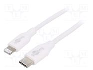 Cable; USB 2.0; Apple Lightning plug,USB C plug; 1m; white; 87W 