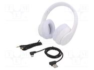 Wireless headphones with microphone; white; 20÷22000Hz; 10m; 32Ω QOLTEC