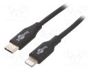 Cable; USB 2.0; Apple Lightning plug,USB C plug; 0.5m; black Goobay
