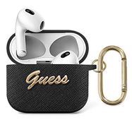 Guess GUA3SASMK AirPods 3 cover black/black Saffiano Script Metal Collection, Guess