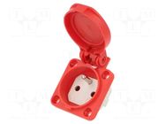 Connector: AC supply; socket; 2P+PE; 250VAC; 16A; red; PIN: 3; IP54 PCE