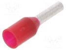 Tip: bootlace ferrule; insulated; 1mm2; 6mm; tinned; crimped; red WAGO