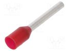 Tip: bootlace ferrule; insulated; 1mm2; 12mm; tinned; crimped; red WAGO