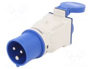 Connector: AC supply; adapter; male/female; 16A; 230VAC; IEC 60309 PCE