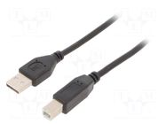 Cable; USB 2.0; USB A plug,USB B plug; nickel plated; 1.5m; black GEMBIRD