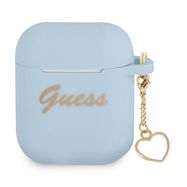 Guess GUA2LSCHSB AirPods 1/2 cover blue/blue Silicone Charm Heart Collection, Guess