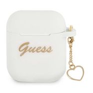 Guess GUA2LSCHSH AirPods 1/2 cover white/white Silicone Charm Heart Collection, Guess