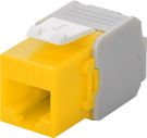 Keystone Module RJ45 CAT 6A, UTP, yellow - 16.5 mm wide, crocodile type, terminal strip for tool-free IDC mounting