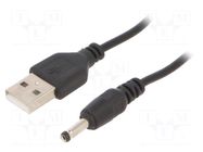 Cable; USB A plug,DC 3,5/1,00 plug; black; 1.8m GEMBIRD