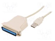 Adapter; USB 2.0; Centronics 36pin plug,USB A plug; 1.8m; white GEMBIRD