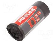 Trash bags; polyetylene LD; black; 60l; 20pcs. PROLINE