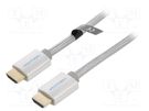 Cable; HDMI 2.0; HDMI plug,both sides; PVC; textile; 1.5m; silver VENTION