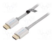 Cable; HDMI 2.0; HDMI plug,both sides; PVC; textile; 5m; silver VENTION