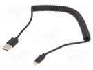 Cable; coiled,USB 2.0; Apple Lightning plug,USB A plug; 1.5m GEMBIRD