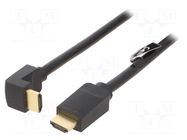 Cable; HDMI plug,HDMI plug 90° up/down; PVC; HDMI 2.0; 3m; black VENTION