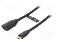Cable; HDMI 1.4; HDMI socket,mini HDMI plug; PVC; 1m; black; 30AWG VENTION