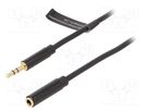 Cable; Jack 3.5mm socket,Jack 3.5mm plug; 0.5m; black; PVC VENTION