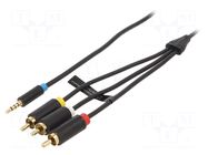 Cable; Jack 3,5mm 4pin plug,RCA plug x3; 1.5m VENTION