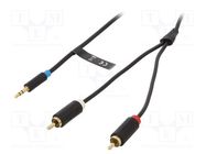 Cable; Jack 3.5mm plug,RCA plug x2; 1m; Plating: gold-plated VENTION