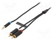 Cable; Jack 3.5mm plug,RCA plug x2; 1.5m; Plating: gold-plated VENTION