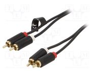 Cable; RCA plug x2,both sides; 2m; Plating: gold-plated; black VENTION