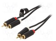 Cable; RCA plug x2,both sides; 3m; Plating: gold-plated; black VENTION