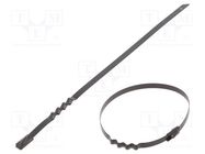 Cable tie; L: 200mm; W: 4.6mm; stainless steel AISI 304; 445N; wave RAYCHEM RPG