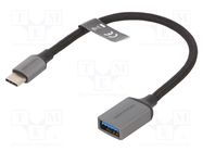Cable; USB 3.0; USB A socket,USB C plug; nickel plated; 0.15m VENTION