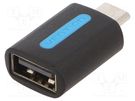 Adapter; USB 2.0; USB A socket,USB C plug; nickel plated; black VENTION