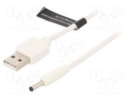 Cable; USB A plug,DC 3,5/1,35 plug; white; 1m; Core: Cu VENTION