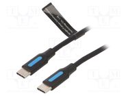 Cable; USB 2.0; USB C plug,both sides; nickel plated; 1m; black VENTION