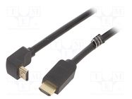 Cable; HDMI 2.0; HDMI plug,HDMI plug 270°; PVC; 2m; black; 30AWG VENTION