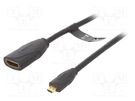 Cable; HDMI 2.0; HDMI socket,micro HDMI plug; PVC; 1m; black VENTION